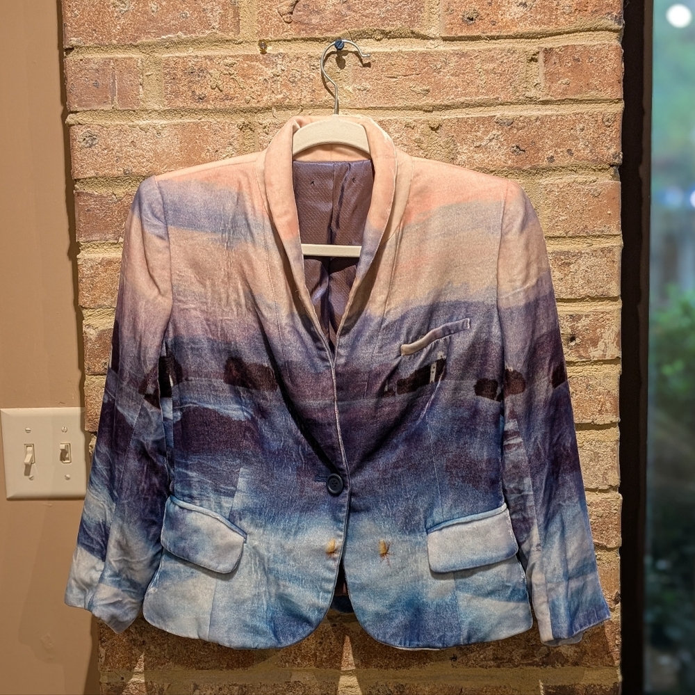 Velvet Gradient Blazer in Pink, Purple and Blue